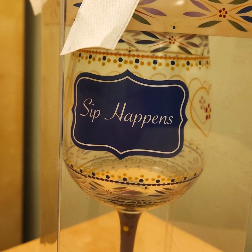 "Sip Happens" 🍷 wine glass